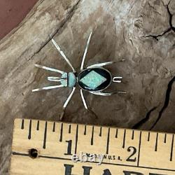 Beautiful Vintage Navajo Handmade Sterling Spider Brooch AND Pendant Onyx Opal