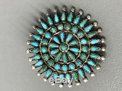 Beautiful Vintage Sterling Silver & Turquoise Navajo Zuni Petit point brooch/pin