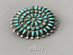 Beautiful Vintage Sterling Silver & Turquoise Navajo Zuni Petit point brooch/pin