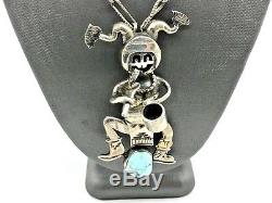 Bennie Ration Navajo Stelring Silver Turquoise Kachina Pin Pendant Necklace MNN