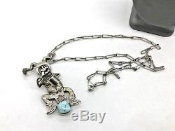 Bennie Ration Navajo Stelring Silver Turquoise Kachina Pin Pendant Necklace MNN