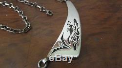 Bennie Ration Rare Butterfly Navajo 925 Silver Necklace Pin Pendant