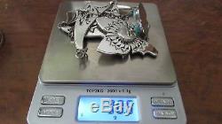 Bennie Ration Rare Butterfly Navajo 925 Silver Necklace Pin Pendant
