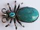 Best Large Vintage Navajo Indian Silver Turquoise Spider Pin Brooch Or Pendant