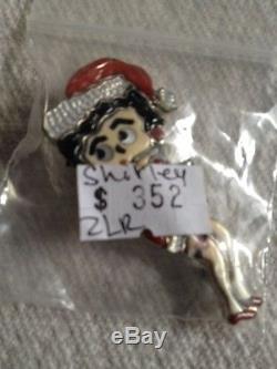 Betty Boop pin Sterling Silver Inlaid Mother of Pearl coral signed Shirley Zuni