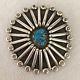 Big Heavy Vintage 1940s Navajo Sterling Silver & Morenci Turquoise Pin Brooch