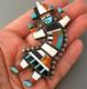 Big Old Zuni Sterling Turquoise Mop Jet Spiny Oyster Rainbow Man Pin Brooch