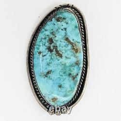 Big Sterling Silver Turquoise Pendant Pin Brooch Native American Navajo Jewelry