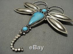 Big Vintage Navajo Rare Turquoise Silver Silver Butterfly Pin