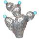 Big Vintage Navajo Sterling Silver Saguaro Cactus Pin/brooch Withturquoise