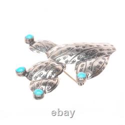 Big Vintage Navajo sterling silver Saguaro cactus pin/brooch withturquoise