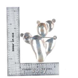 Big Vintage Navajo sterling silver Saguaro cactus pin/brooch withturquoise
