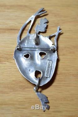 Bill Prokopiof Alaska Aleut Artist Sterling Silver Pendant Pin Face 3679