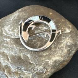 Black Turquoise Gecko Lizard Navajo Sterling Silver Inlay Pin Pendant 1.5 20226