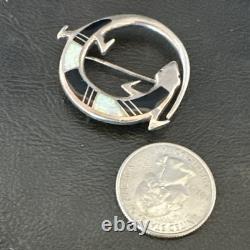 Black Turquoise Gecko Lizard Navajo Sterling Silver Inlay Pin Pendant 1.5 20226