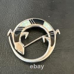 Black Turquoise Gecko Lizard Navajo Sterling Silver Inlay Pin Pendant 1.5 20226
