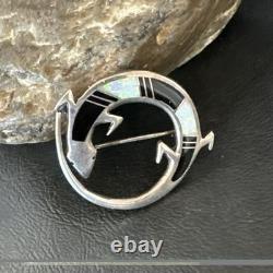 Black Turquoise Gecko Lizard Navajo Sterling Silver Inlay Pin Pendant 1.5 20226
