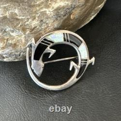 Black Turquoise Gecko Lizard Navajo Sterling Silver Inlay Pin Pendant 1.5 20226