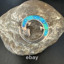Blue Gilson Opal Gecko Lizard Navajo Sterling Silver Inlay Pin Pendant 1.520222