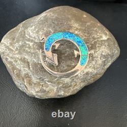 Blue Gilson Opal Gecko Lizard Navajo Sterling Silver Inlay Pin Pendant 1.520222