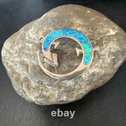 Blue Gilson Opal Gecko Lizard Navajo Sterling Silver Inlay Pin Pendant 1.520222