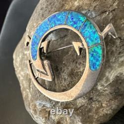 Blue Gilson Opal Gecko Lizard Navajo Sterling Silver Inlay Pin Pendant 1.520222