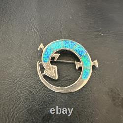 Blue Gilson Opal Gecko Lizard Navajo Sterling Silver Inlay Pin Pendant 1.520222