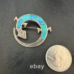 Blue Gilson Opal Gecko Lizard Navajo Sterling Silver Inlay Pin Pendant 1.520222
