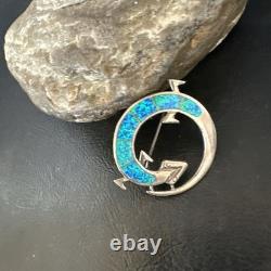 Blue Gilson Opal Gecko Lizard Navajo Sterling Silver Inlay Pin Pendant 1.520222