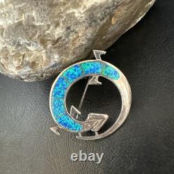 Blue Gilson Opal Gecko Lizard Navajo Sterling Silver Inlay Pin Pendant 1.520222