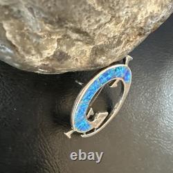 Blue Gilson Opal Gecko Lizard Navajo Sterling Silver Inlay Pin Pendant 1.520222