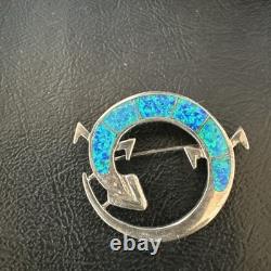 Blue Gilson Opal Gecko Lizard Navajo Sterling Silver Inlay Pin Pendant 1.520222
