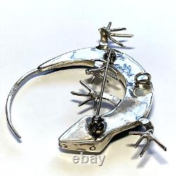 Blue Opal Gecko Lizard Navajo Sterling Silver Inlay Pin Pendant