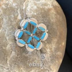 Blue Turquoise Southwestern Indian Zuni Sterling Silver Pin Pendant 12134