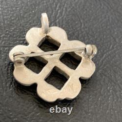 Blue Turquoise Southwestern Indian Zuni Sterling Silver Pin Pendant 12134