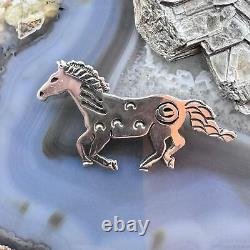 Brad Panteah Sterling Silver SW Motifs Overlay Galloping Horse Unisex Brooch