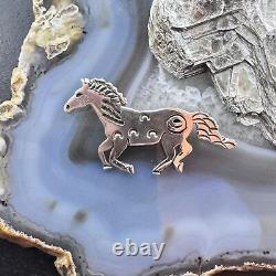 Brad Panteah Sterling Silver SW Motifs Overlay Galloping Horse Unisex Brooch