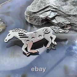 Brad Panteah Sterling Silver SW Motifs Overlay Galloping Horse Unisex Brooch