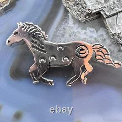 Brad Panteah Sterling Silver SW Motifs Overlay Galloping Horse Unisex Brooch