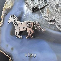 Brad Panteah Sterling Silver SW Motifs Overlay Galloping Horse Unisex Brooch