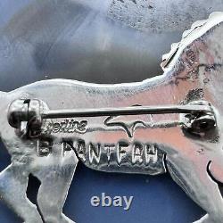 Brad Panteah Sterling Silver SW Motifs Overlay Galloping Horse Unisex Brooch