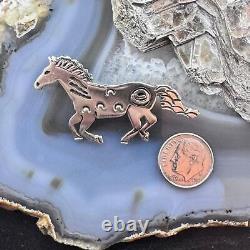 Brad Panteah Sterling Silver SW Motifs Overlay Galloping Horse Unisex Brooch