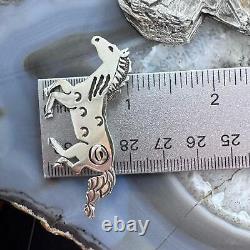 Brad Panteah Sterling Silver SW Motifs Overlay Galloping Horse Unisex Brooch