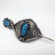 Broken Arrow Signed Sterling Silver Native American Hair Pin With Cover Turquoise