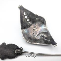 Broken Arrow Signed Sterling Silver Native American Hair Pin With Cover Turquoise
