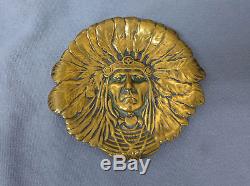 Bronze Native American Indian Chief Ashtray Pin Tray #2