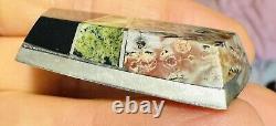 Brooch Pin Inlay Jasper Serpentine Marble Sterling Silver New Mexico Signed NA