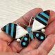 Butterfly Zuni Inlay Pendant Turquoise 2.5in Multi Stone Sterling Pin Big Signed