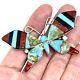Butterfly Zuni Inlay Pendant Turquoise 2.75in Multi Stone Sterling Pin Big Signe