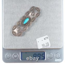 C1930's Navajo sterling silver heavily tooled large pin/brooch with turquoise